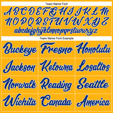 Load image into Gallery viewer, Custom Gold Royal-White Authentic Baseball Jersey