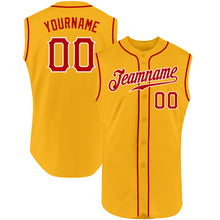 Load image into Gallery viewer, Custom Gold Red-White Authentic Sleeveless Baseball Jersey