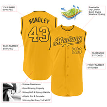 Load image into Gallery viewer, Custom Gold Gold-Black Authentic Sleeveless Baseball Jersey