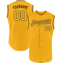 Load image into Gallery viewer, Custom Gold Gold-Black Authentic Sleeveless Baseball Jersey