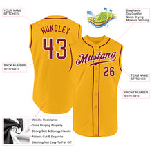 Load image into Gallery viewer, Custom Gold Crimson-White Authentic Sleeveless Baseball Jersey