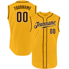 Load image into Gallery viewer, Custom Gold Brown-Cream Authentic Sleeveless Baseball Jersey