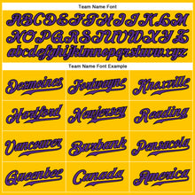 Load image into Gallery viewer, Custom Gold Purple-Black Authentic Sleeveless Baseball Jersey