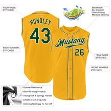 Load image into Gallery viewer, Custom Gold Green-White Authentic Sleeveless Baseball Jersey