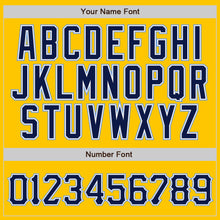 Load image into Gallery viewer, Custom Yellow Navy Pinstripe Navy-Light Blue Authentic Baseball Jersey