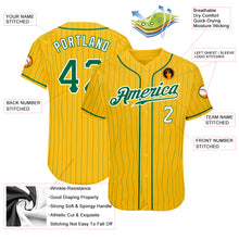Load image into Gallery viewer, Custom Yellow Kelly Green Pinstripe Kelly Green-White Authentic Baseball Jersey