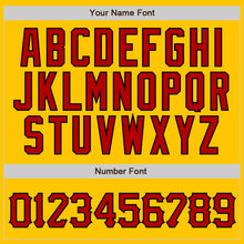 Load image into Gallery viewer, Custom Yellow Black Pinstripe Red-Black Authentic Baseball Jersey