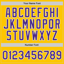 Load image into Gallery viewer, Custom Gold Purple-White Authentic Throwback Basketball Jersey