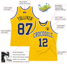 Load image into Gallery viewer, Custom Gold Navy-White Authentic Throwback Basketball Jersey