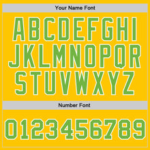 Load image into Gallery viewer, Custom Gold Neon Green-White Authentic Throwback Basketball Jersey