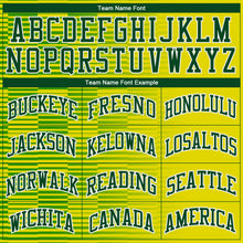 Load image into Gallery viewer, Custom Gold Green-White Round Neck Sublimation Basketball Suit Jersey