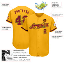 Load image into Gallery viewer, Custom Gold Crimson-Black Authentic Baseball Jersey