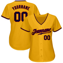 Load image into Gallery viewer, Custom Gold Navy-Red Authentic Baseball Jersey