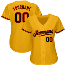 Load image into Gallery viewer, Custom Gold Black-Orange Authentic Baseball Jersey