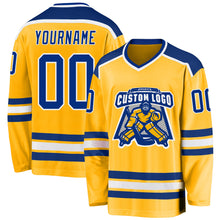 Load image into Gallery viewer, Custom Gold Royal-White Hockey Jersey