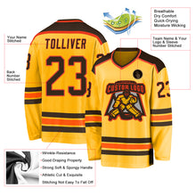 Load image into Gallery viewer, Custom Gold Brown-Orange Hockey Jersey