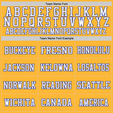 Load image into Gallery viewer, Custom Gold Royal-White Mesh Authentic Football Jersey