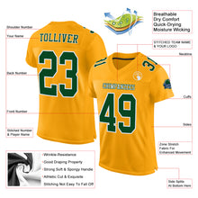Load image into Gallery viewer, Custom Gold Green-White Mesh Authentic Football Jersey