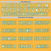 Load image into Gallery viewer, Custom Gold Kelly Green-White Mesh Authentic Football Jersey