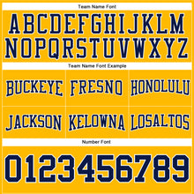 Load image into Gallery viewer, Custom Stitched Gold Navy-White Football Pullover Sweatshirt Hoodie
