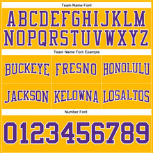 Load image into Gallery viewer, Custom Stitched Gold Purple-White Football Pullover Sweatshirt Hoodie