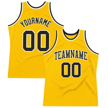 Load image into Gallery viewer, Custom Gold Black-Cream Authentic Throwback Basketball Jersey