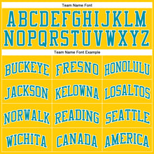 Load image into Gallery viewer, Custom Gold Teal-White Authentic Throwback Basketball Jersey