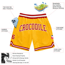 Load image into Gallery viewer, Custom Gold Red-White Authentic Throwback Basketball Shorts
