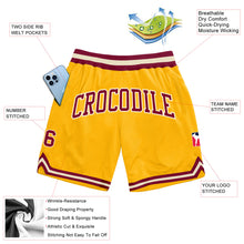 Load image into Gallery viewer, Custom Gold Maroon-Cream Authentic Throwback Basketball Shorts