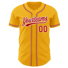 Load image into Gallery viewer, Custom Gold Red-White Authentic Baseball Jersey