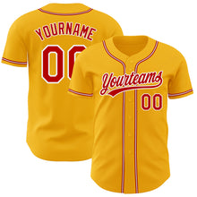 Load image into Gallery viewer, Custom Gold Red-White Authentic Baseball Jersey