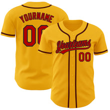 Load image into Gallery viewer, Custom Gold Red-Black Authentic Baseball Jersey