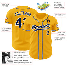 Load image into Gallery viewer, Custom Gold Navy-White Authentic Baseball Jersey