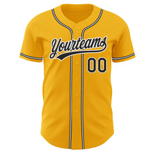 Load image into Gallery viewer, Custom Gold Black-White Authentic Baseball Jersey