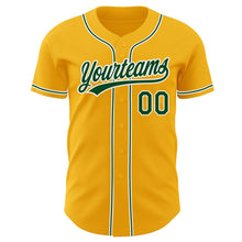 Load image into Gallery viewer, Custom Gold Green-White Authentic Baseball Jersey