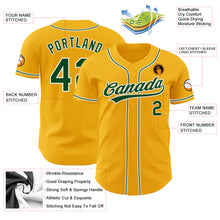 Load image into Gallery viewer, Custom Gold Green-White Authentic Baseball Jersey