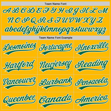 Load image into Gallery viewer, Custom Gold Kelly Green-White Authentic Baseball Jersey