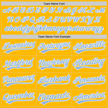 Load image into Gallery viewer, Custom Gold Light Blue-White Authentic Baseball Jersey