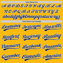 Load image into Gallery viewer, Custom Gold Navy Pinstripe Navy-White Authentic Baseball Jersey