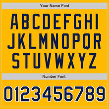 Load image into Gallery viewer, Custom Gold Navy Pinstripe Navy-White Authentic Baseball Jersey