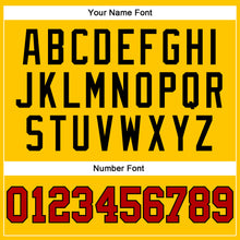 Load image into Gallery viewer, Custom Gold Black Pinstripe Red Authentic Basketball Jersey