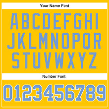 Load image into Gallery viewer, Custom Gold White Pinstripe Light Blue Authentic Basketball Jersey