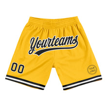 Load image into Gallery viewer, Custom Gold Black-White Authentic Throwback Basketball Shorts