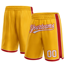 Load image into Gallery viewer, Custom Gold White-Red Authentic Basketball Shorts