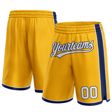 Load image into Gallery viewer, Custom Gold White-Navy Authentic Basketball Shorts