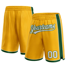 Load image into Gallery viewer, Custom Gold White-Green Authentic Basketball Shorts