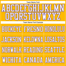 Load image into Gallery viewer, Custom Gold Purple-White Mesh Authentic Football Jersey