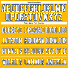 Load image into Gallery viewer, Custom Gold Royal-White Mesh Authentic Football Jersey