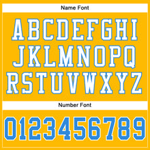 Load image into Gallery viewer, Custom Gold Powder Blue-White Mesh Authentic Football Jersey