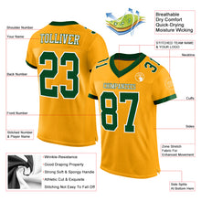 Load image into Gallery viewer, Custom Gold Green-White Mesh Authentic Football Jersey